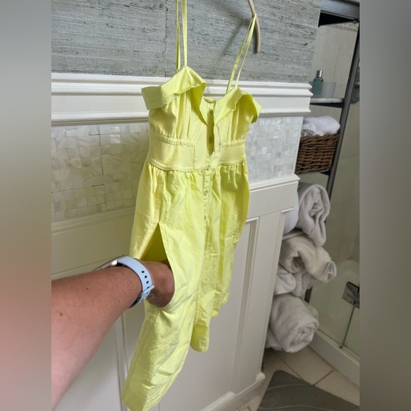NWT new small Anthropologie clean cut romper shorts yellow tiny FLAW - Picture 7 of 17